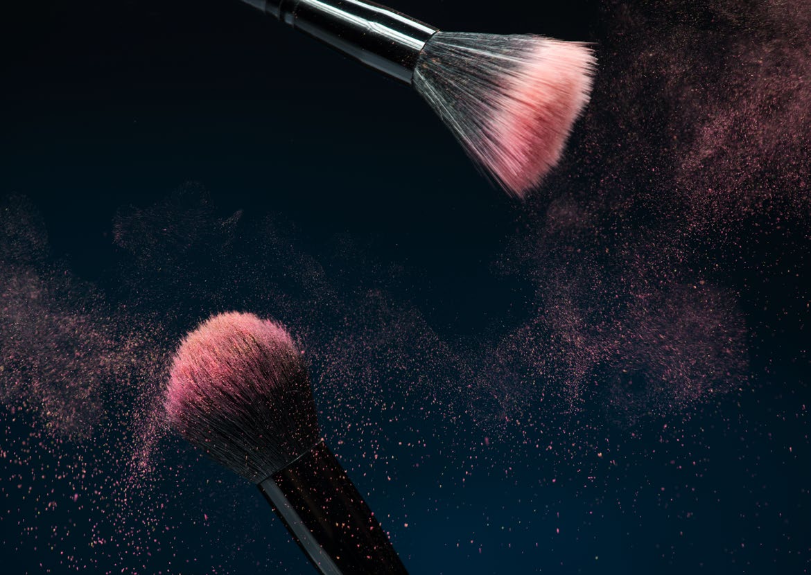 Cosmetics brush and powder